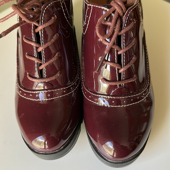 DADAWEN Women's Lace-up Platform Oxfords Mid Block Heel Brogue Shoe Patent *Read - Picture 15 of 17